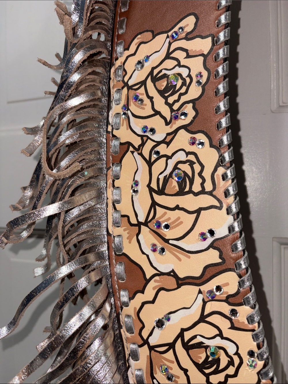 Rodeo Quincy Roses and Fringe Leather belt